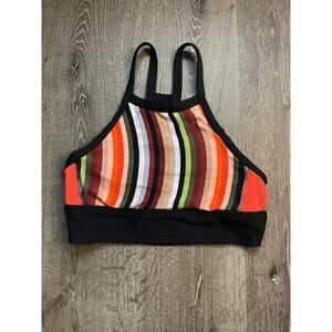 Trina Turk Recreation Striped Racerback Crop Top Sports Bra Size M Medium